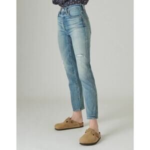 Lucky Brand Drew High Rise Mom Jean Light Wash Distressed Size 4/27 Acid Wash